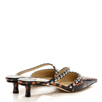 Jimmy Choo Patent Leopard Print Embellished Ros 35 Pumps 39 Cognac 4 of 8