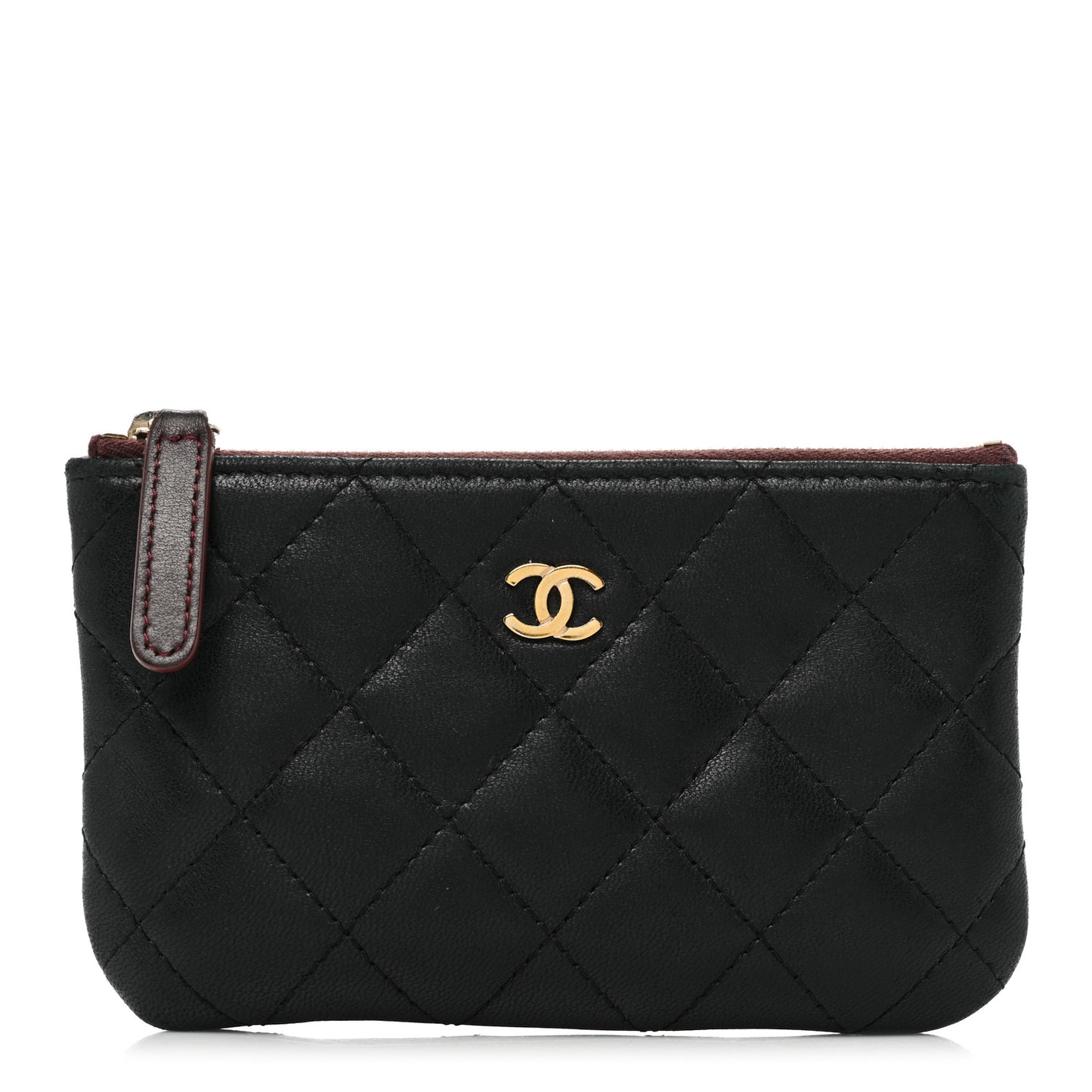 Lambskin Quilted Small Cosmetic Case Black