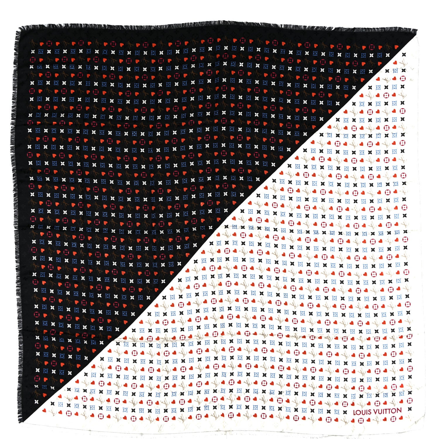 Louis Vuitton Silk Wool Game On Scarf Black White 1 of 4