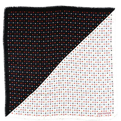 Louis Vuitton Silk Wool Game On Scarf Black White 1 of 4