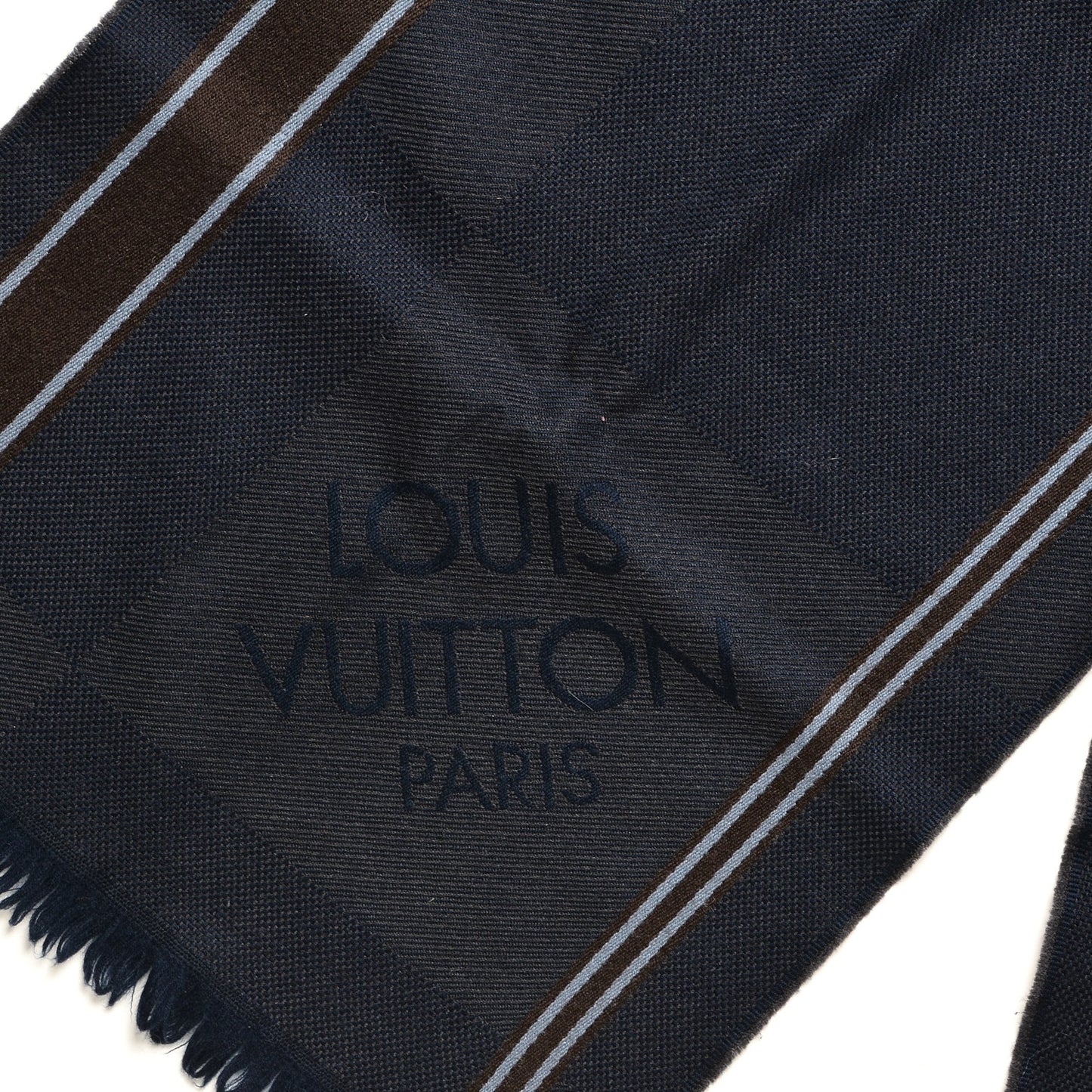 Wool Damier Geant Messager Scarf Navy