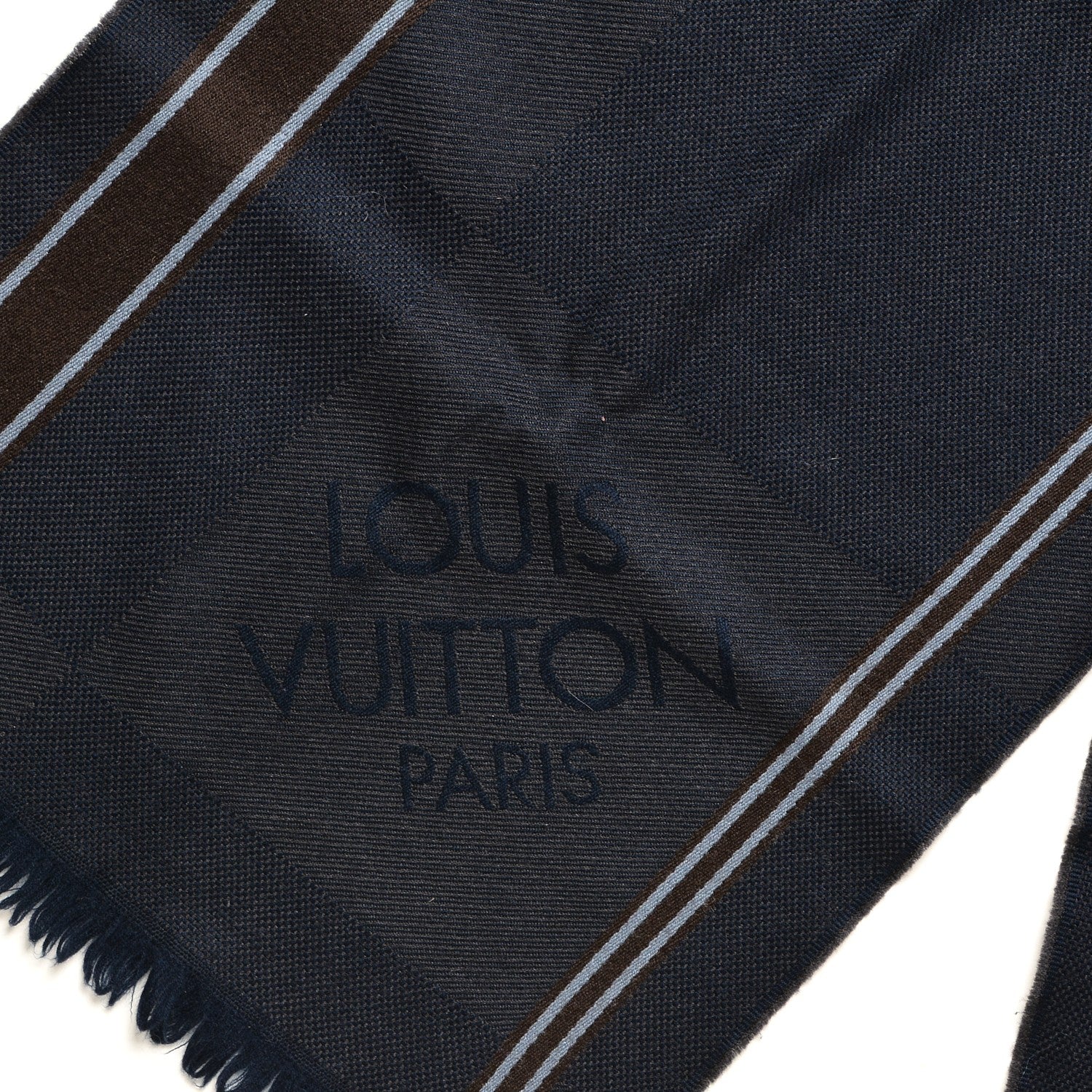Louis Vuitton Wool Damier Geant Messager Scarf Navy 4 of 5