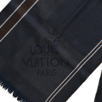 Louis Vuitton Wool Damier Geant Messager Scarf Navy 4 of 5