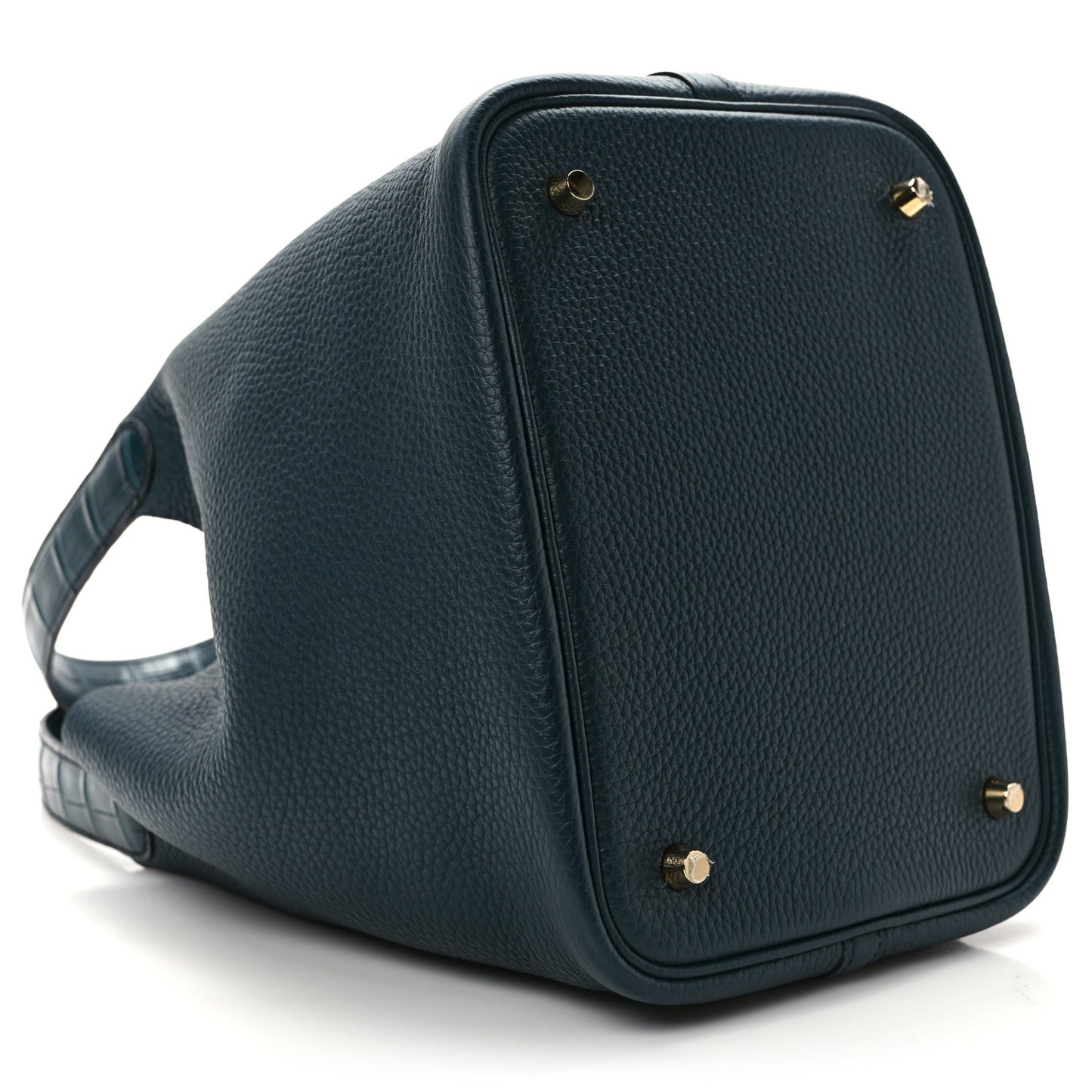 Taurillon Clemence Matte Alligator Picotin Lock Touch 22 MM Vert Bosphore