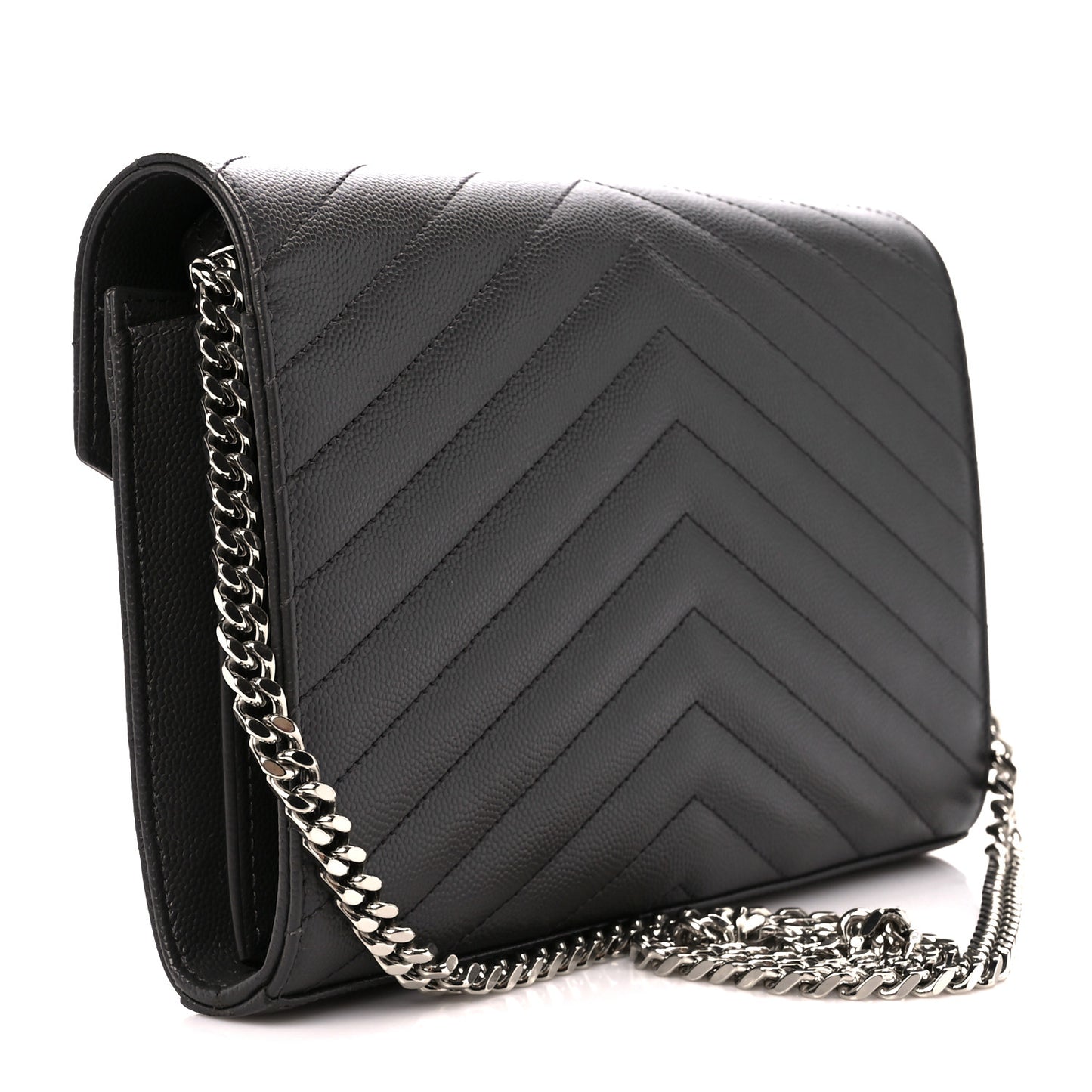 Grain De Poudre Matelasse Chevron Monogram Chain Wallet Earth