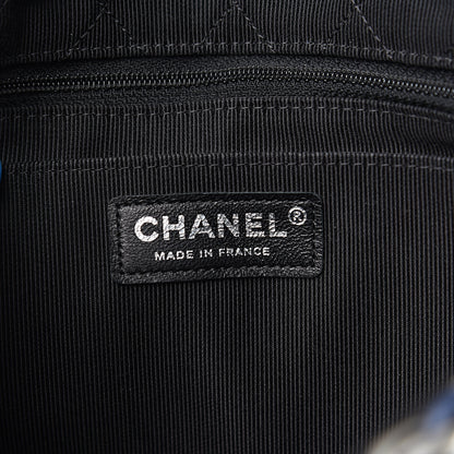 Chanel Lambskin Calfskin Woven Leather Craft Flap Navy White Black 5 of 8