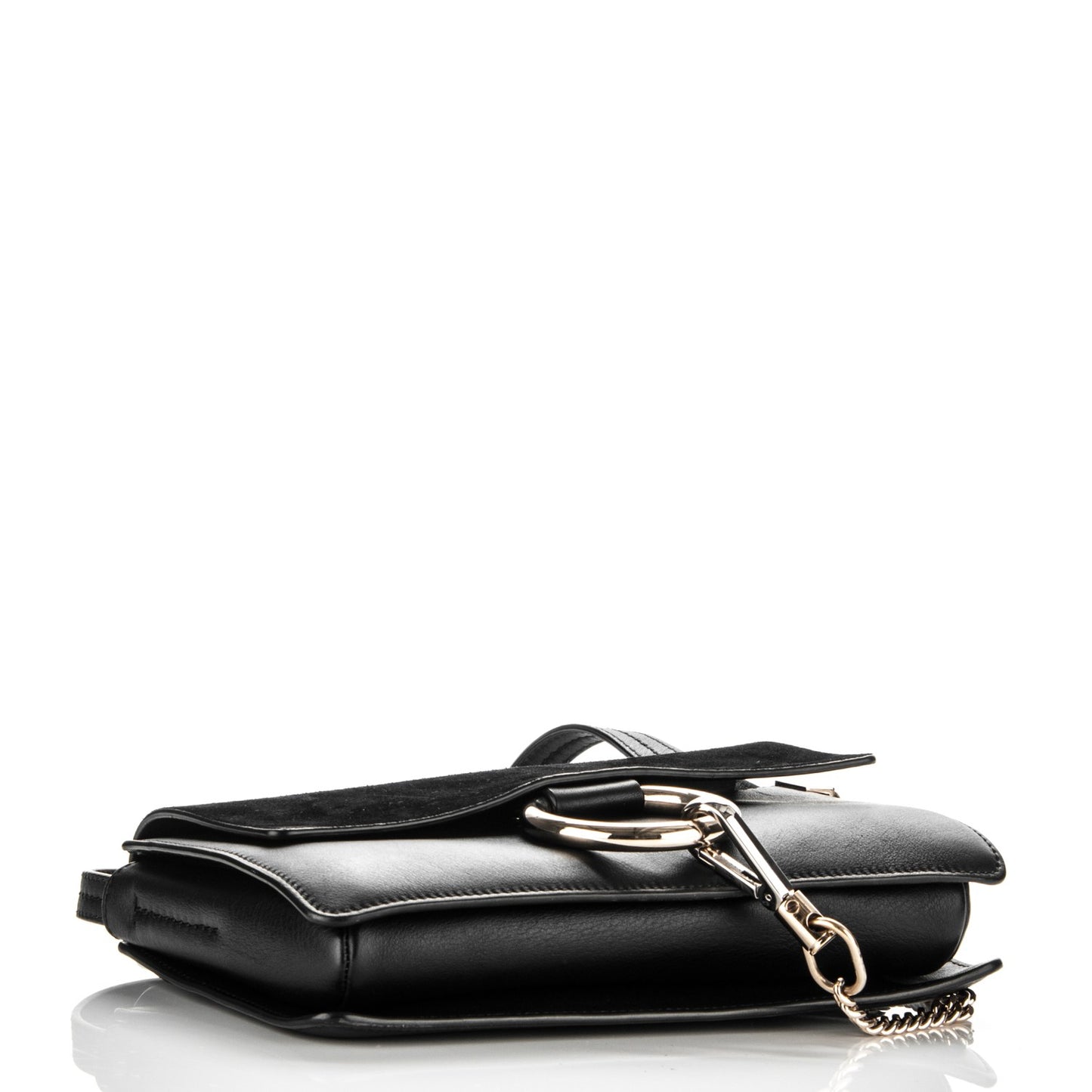 Suede Calfskin Small Faye Shoulder Bag Black