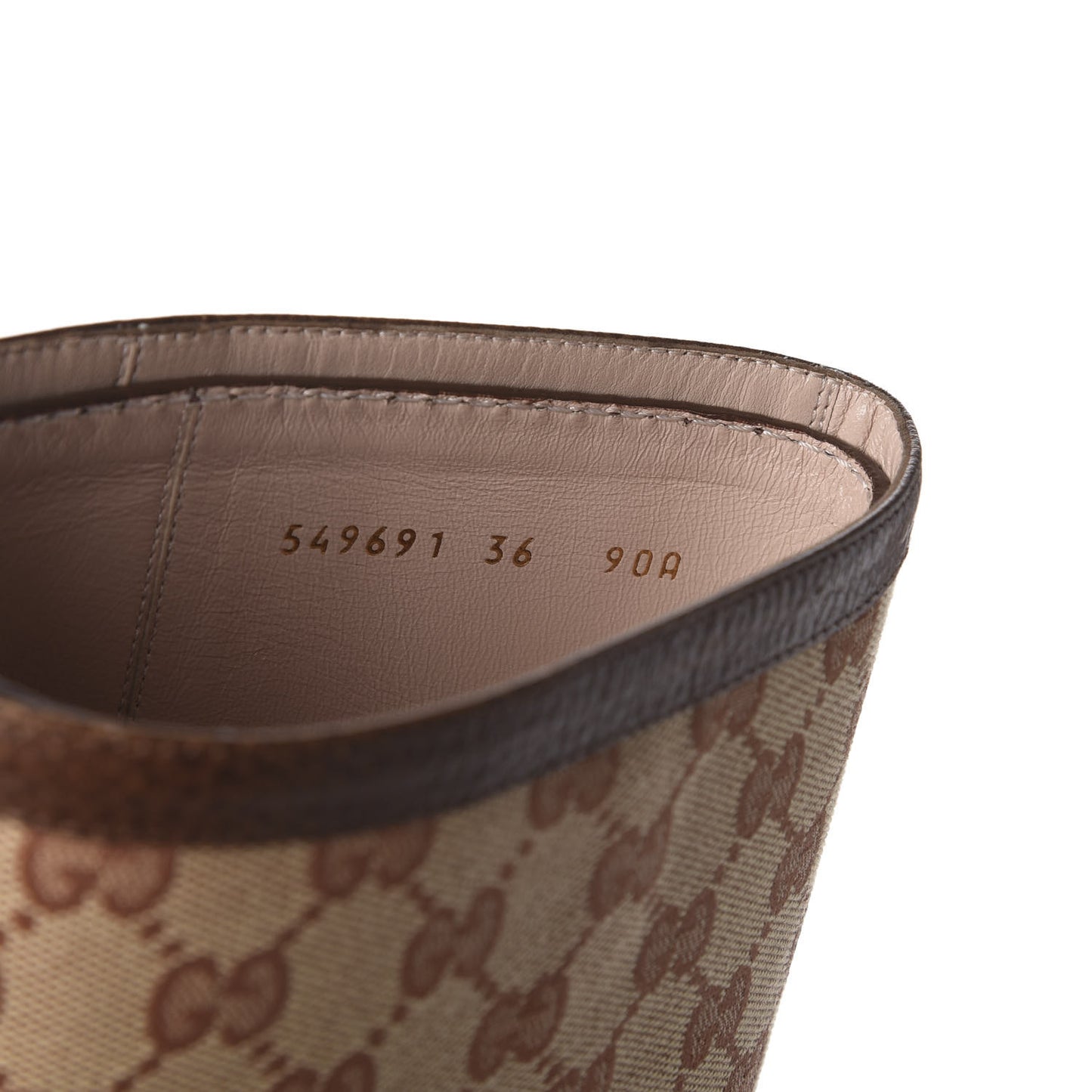 GG Monogram Calfskin Lola Tall Boots 36 Beige Ruggine Cuir