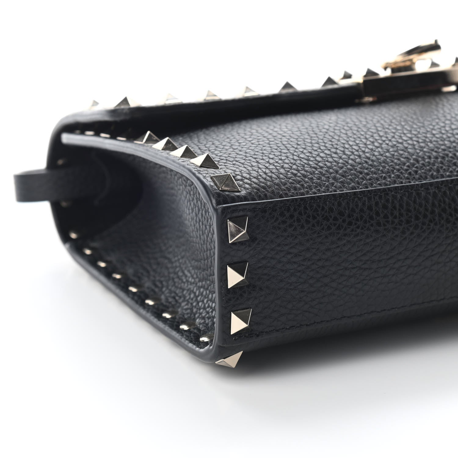 Valentino Garavani Pebbled Calfskin Medium Rockstud Flip Lock Crossbody Bag Black 7 of 8