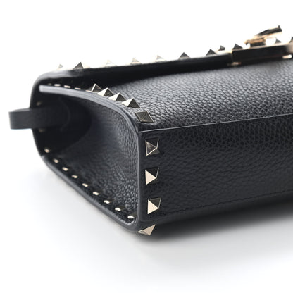 Valentino Garavani Pebbled Calfskin Medium Rockstud Flip Lock Crossbody Bag Black 7 of 8