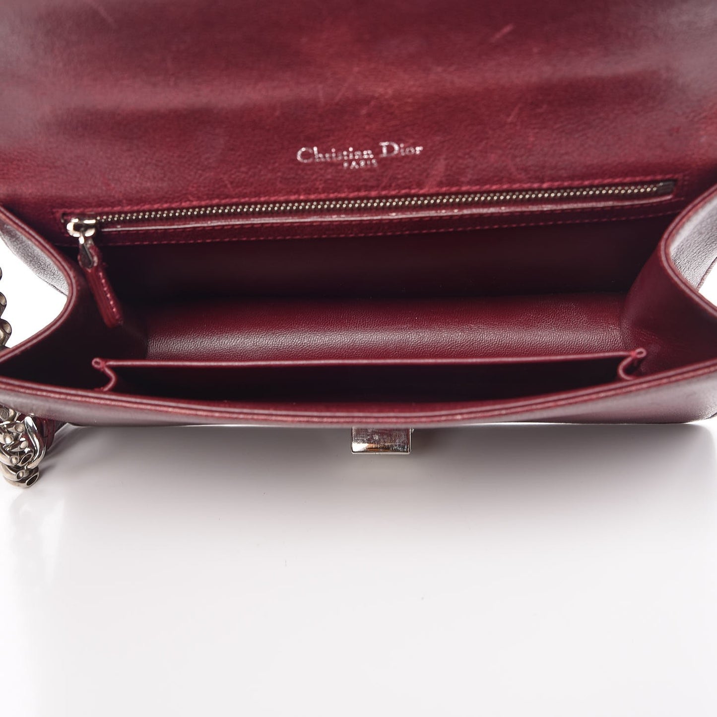 Calfskin Medium Diorama Flap Bag Burgundy