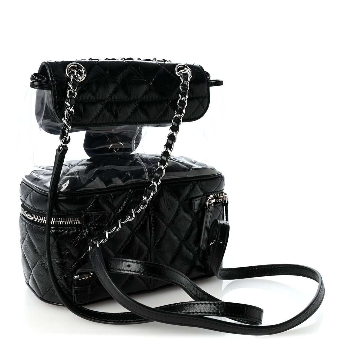 Chanel Crumpled Calfskin PVC Quilted Backpack Black 2 of 10