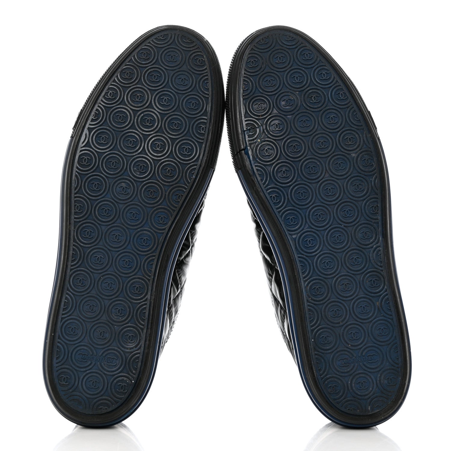 Chanel Nylon Calfskin Quilted CC Sneakers 37 Black Blue 5 of 11