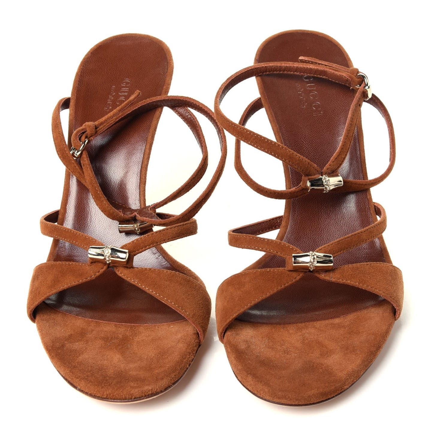 Kid Scamosciato Ankle Wrap Mid Heel Sandals 6.5 Cuoio
