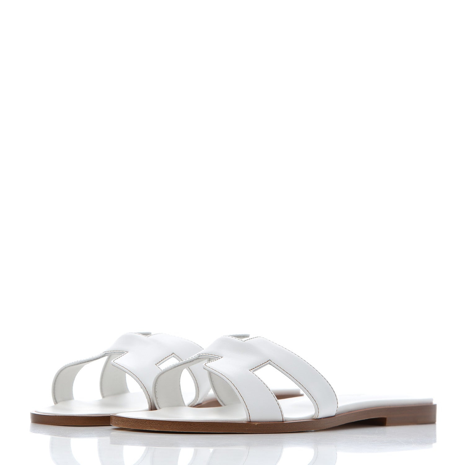Hermes Box Calfskin Oran Sandals 37 White 3 of 16