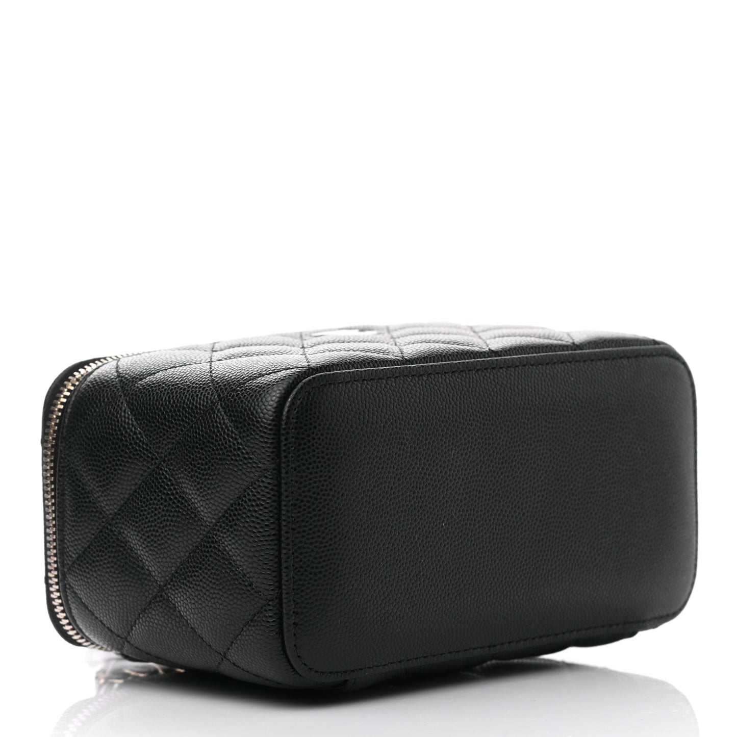 Caviar Quilted Small Vanity Case With Chain Black