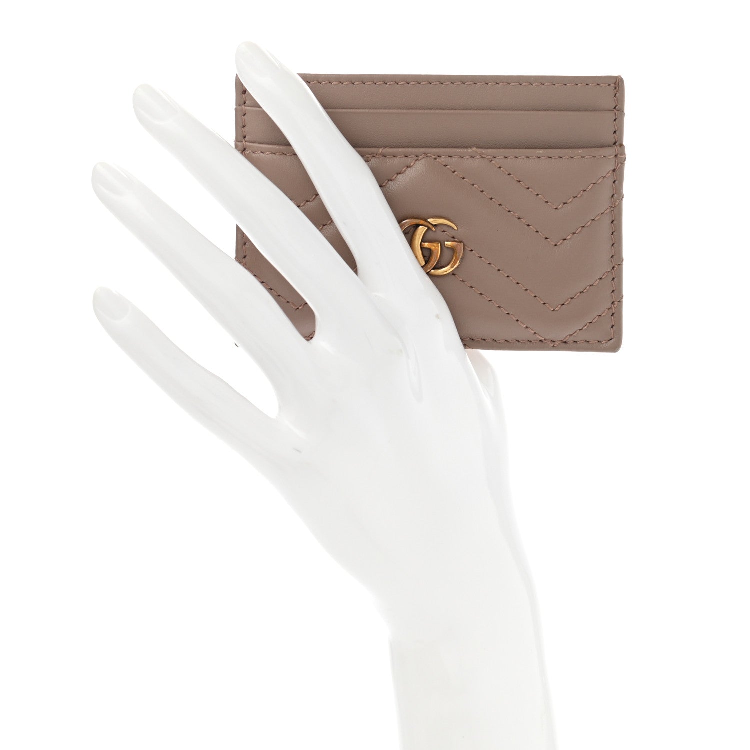 Gucci Calfskin Matelasse GG Marmont Card Holder Porcelain Rose 2 of 10