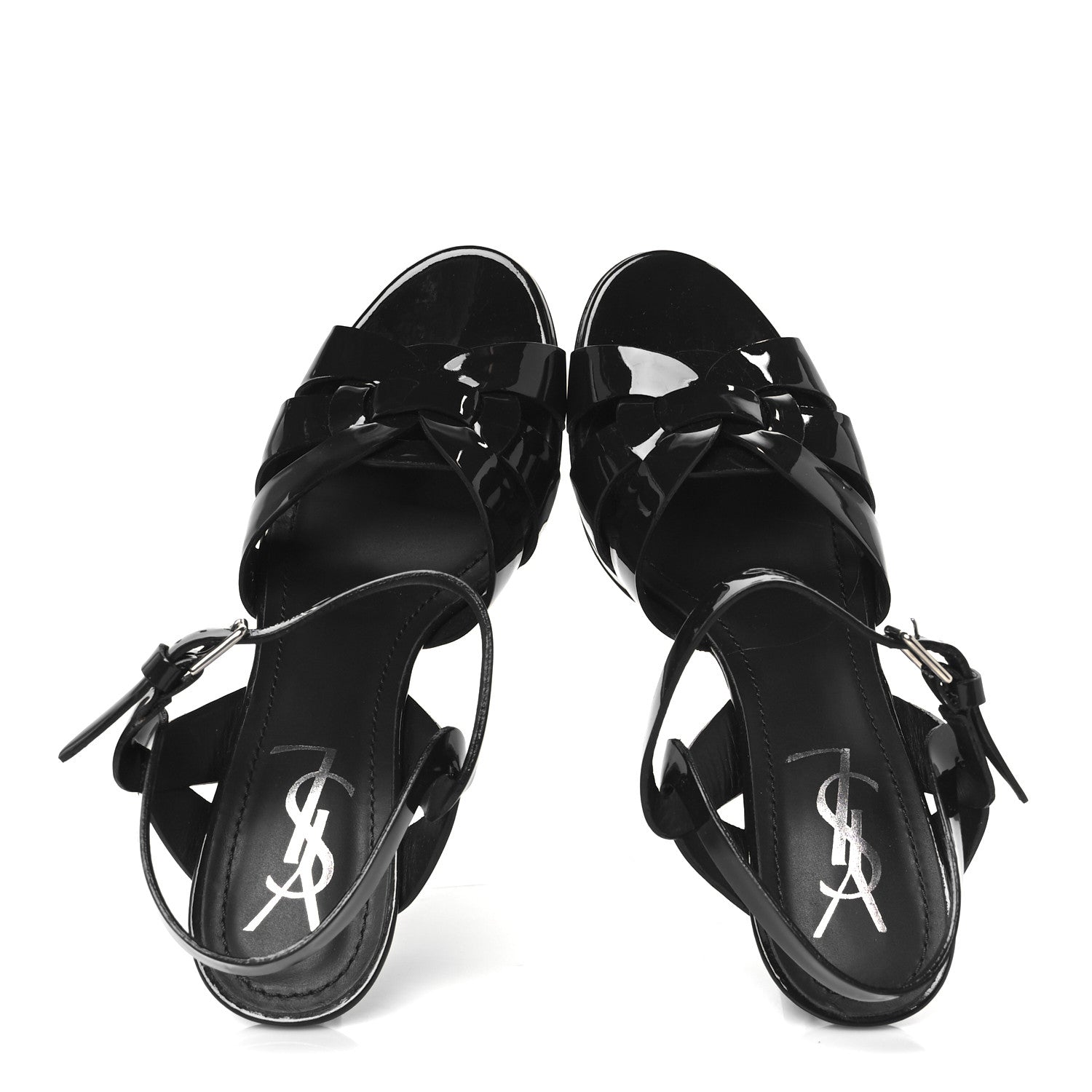 Saint Laurent Patent Tribute 75 Platform Sandals 36.5 Navy 2 of 10