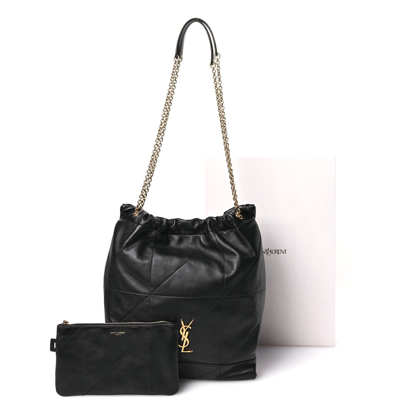 Lambskin Matelasse Monogram Medium Jamie 4.3 Pochon Black