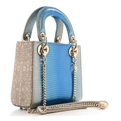 Christian Dior Lizard Gradient Mini Lady Dior Metal Blue 3 of 12