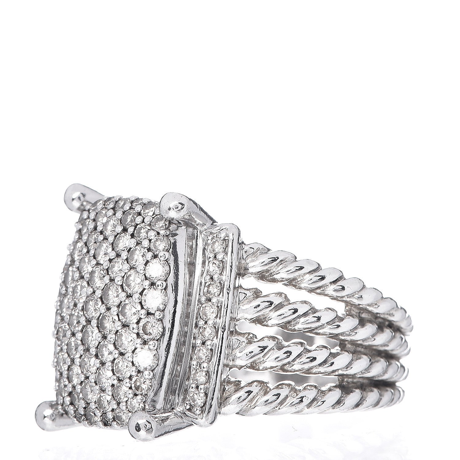 David Yurman Sterling Silver Diamond 16mm Wheaton Ring 53 6.5 3 of 5