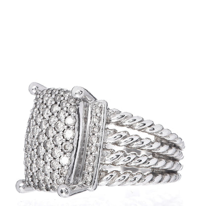 David Yurman Sterling Silver Diamond 16mm Wheaton Ring 53 6.5 3 of 5