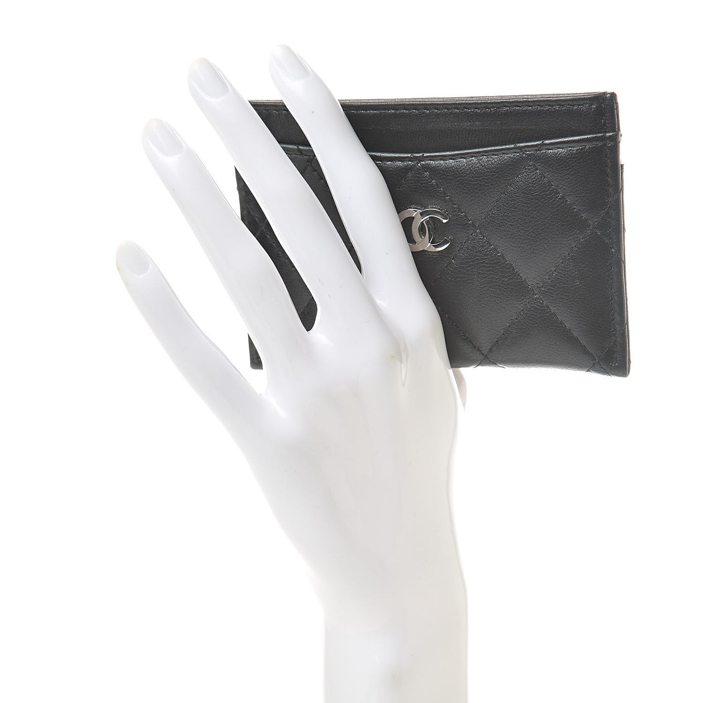 Lambskin Quilted Card Holder Black
