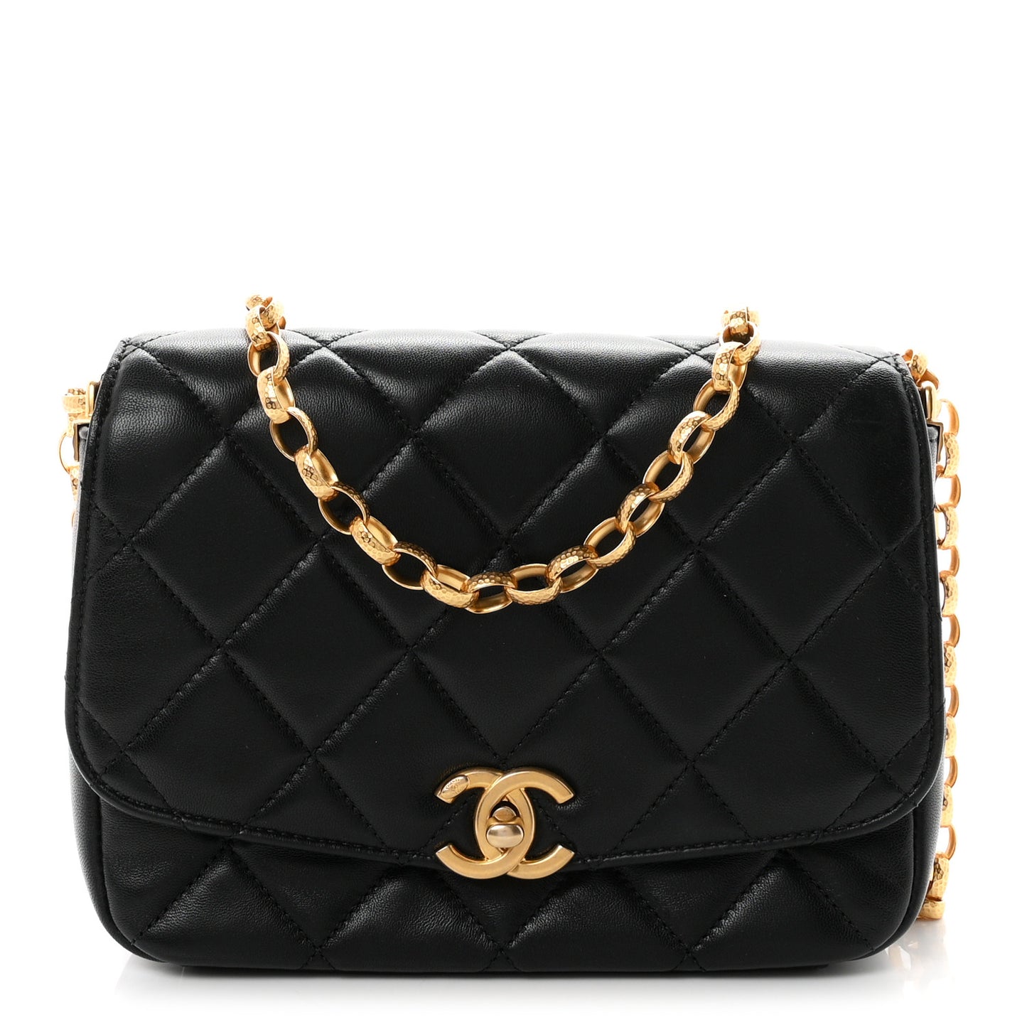 Lambskin Quilted Small CC Coin Flap Bag Black