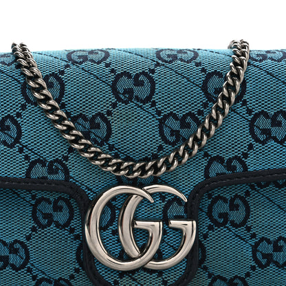 Gucci Monogram Multicolor Matelasse Diagonal Super Mini GG Marmont Shoulder Bag Light Blue 8 of 10