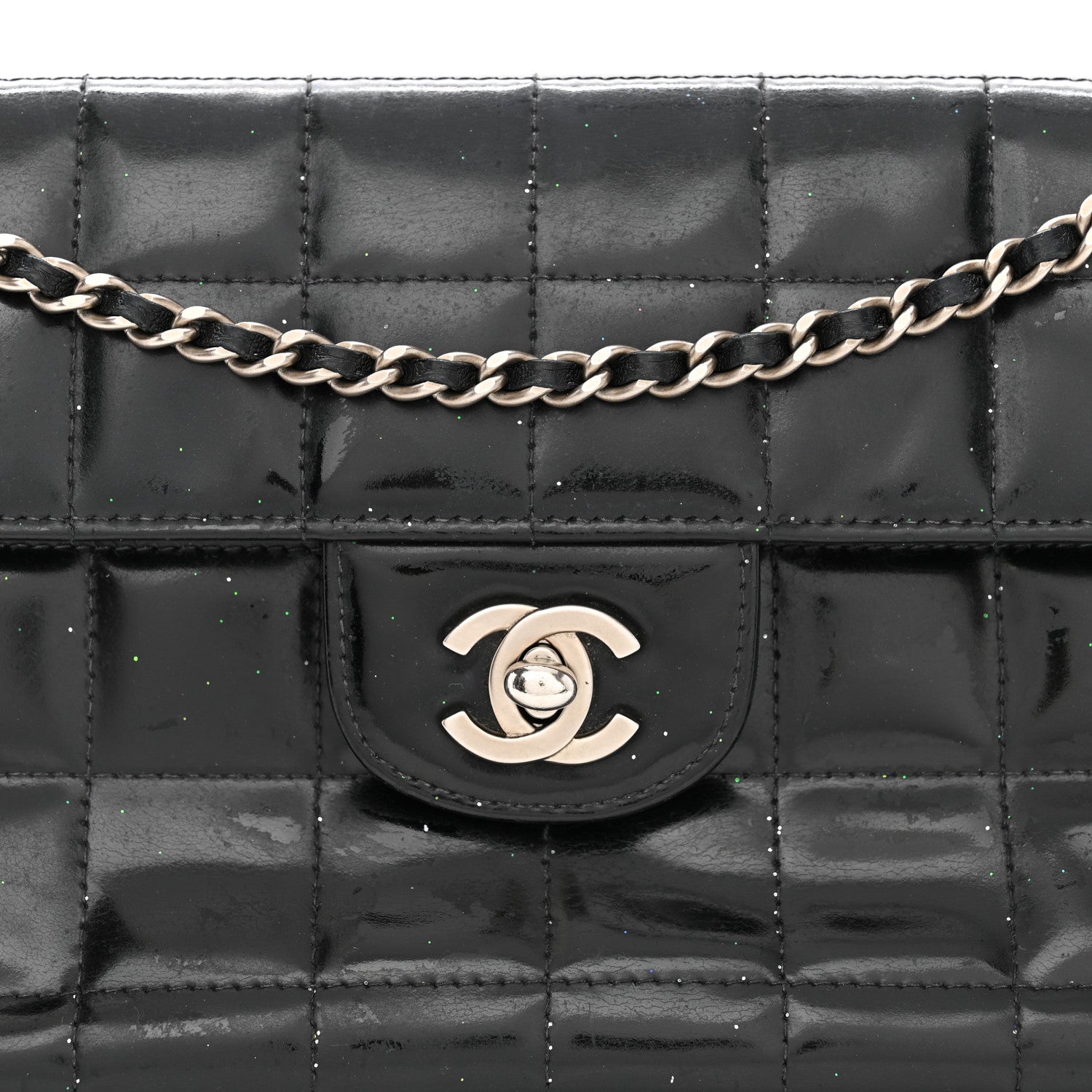 Chanel Patent Quilted East West Chocolate Bar Flap Black 9 of 14