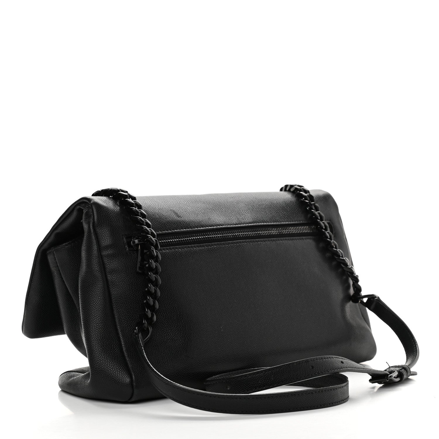 Saint Laurent Grain De Poudre Medium West Hollywood Monogram Fold-Over Black 3 of 13