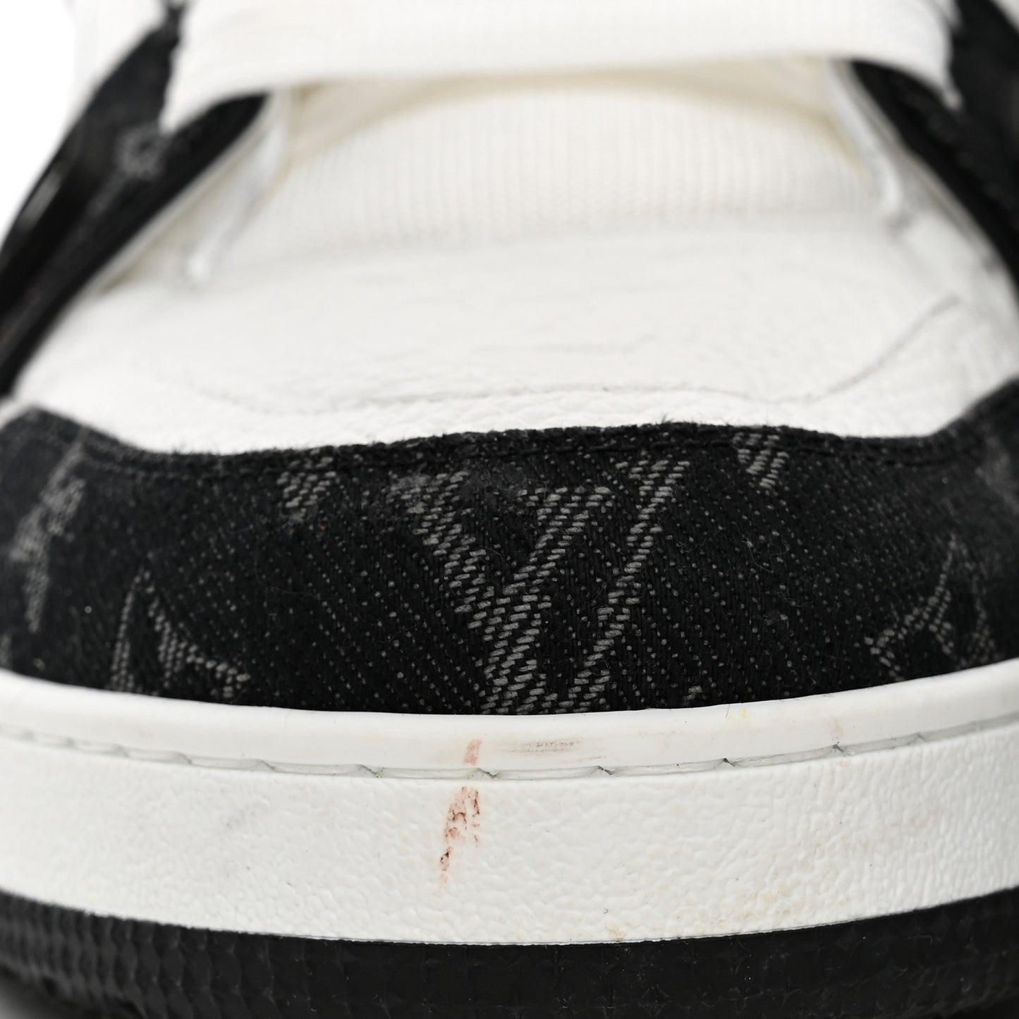 Calfskin Embossed Monogram Denim Mens LV Trainer Sneakers 10 Black