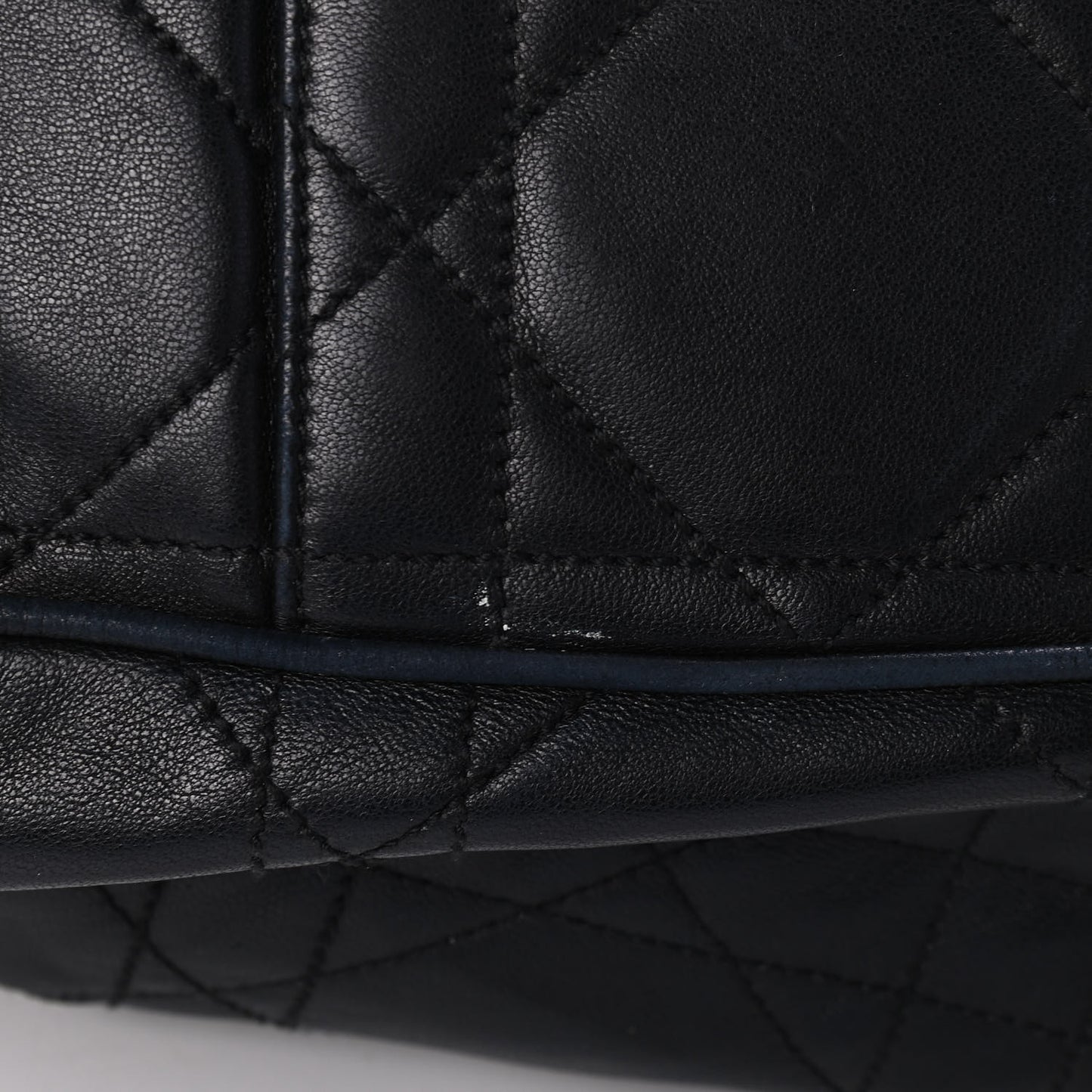 Lambskin Cannage Drawstring Bag Black