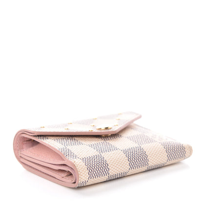 Louis Vuitton Damier Azur Studded Zoe Wallet Rose Ballerine 4 of 15