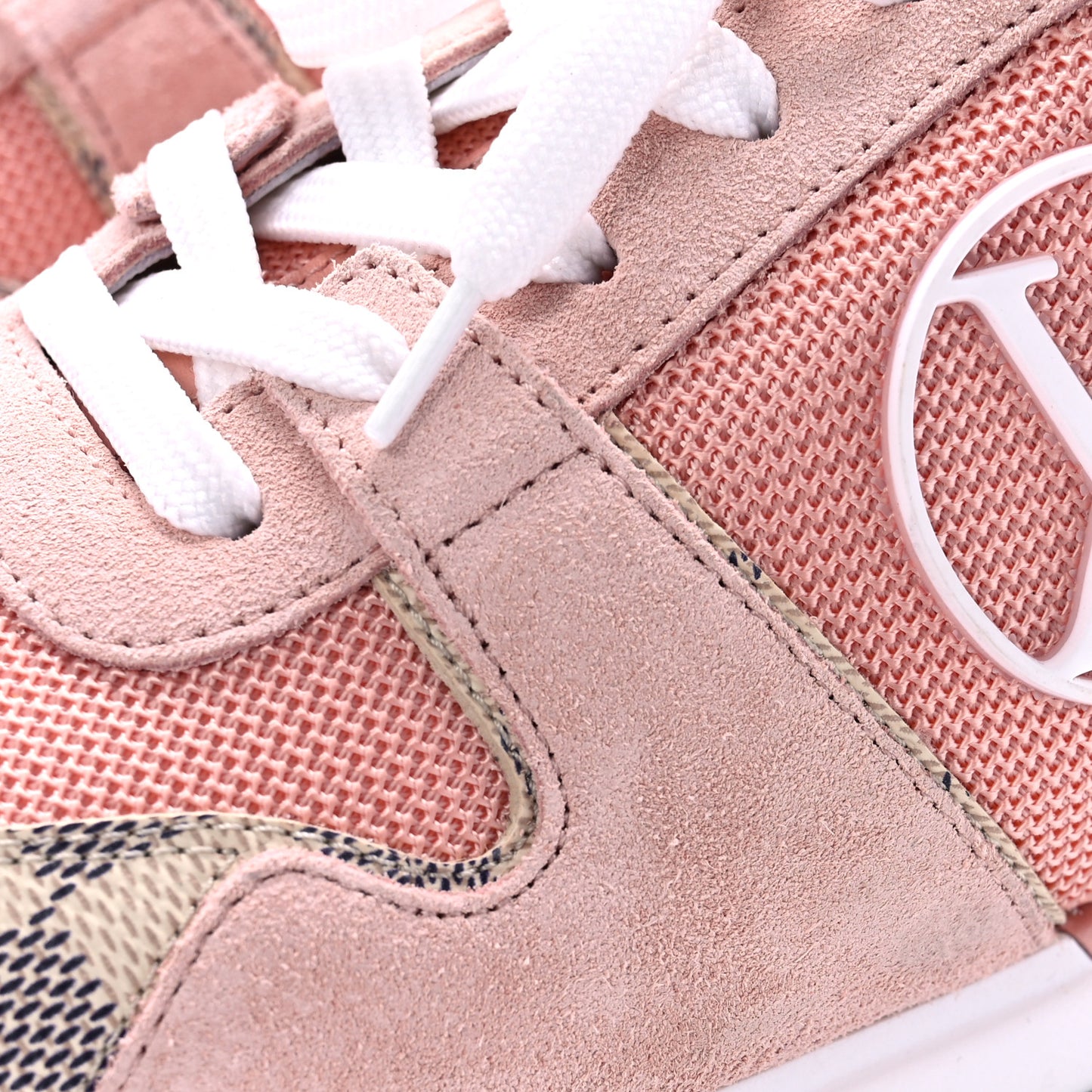 Suede Damier Azur Run Away Sneakers 38.5 Pink