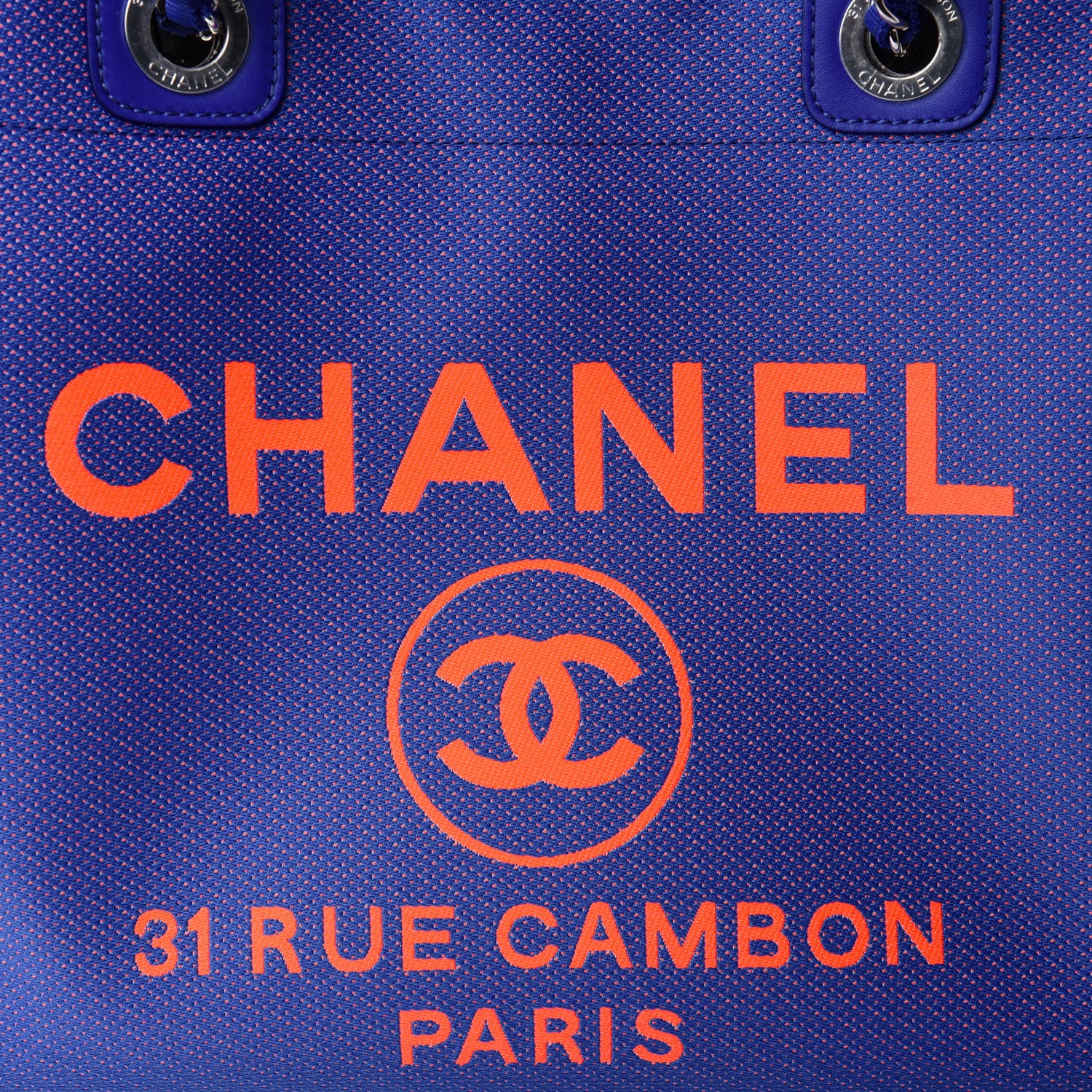 Chanel Mixed Fibers Small Deauville Tote Blue Orange 10 of 10