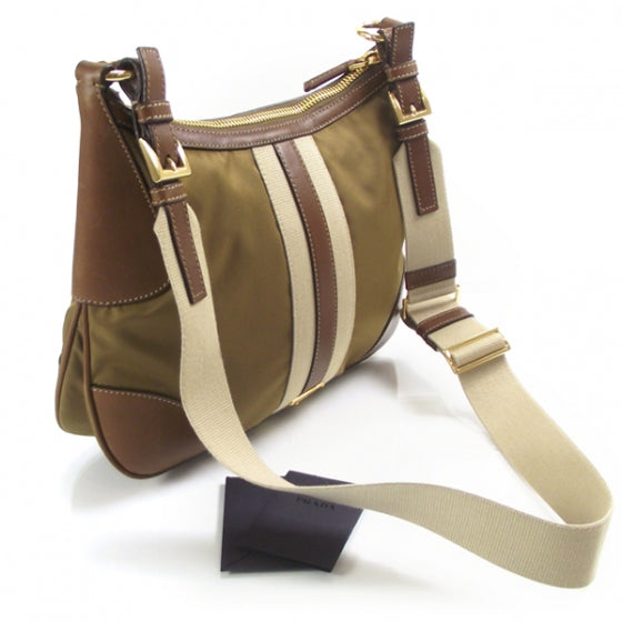 Tessuto Nylon Striped Shoulder Bag