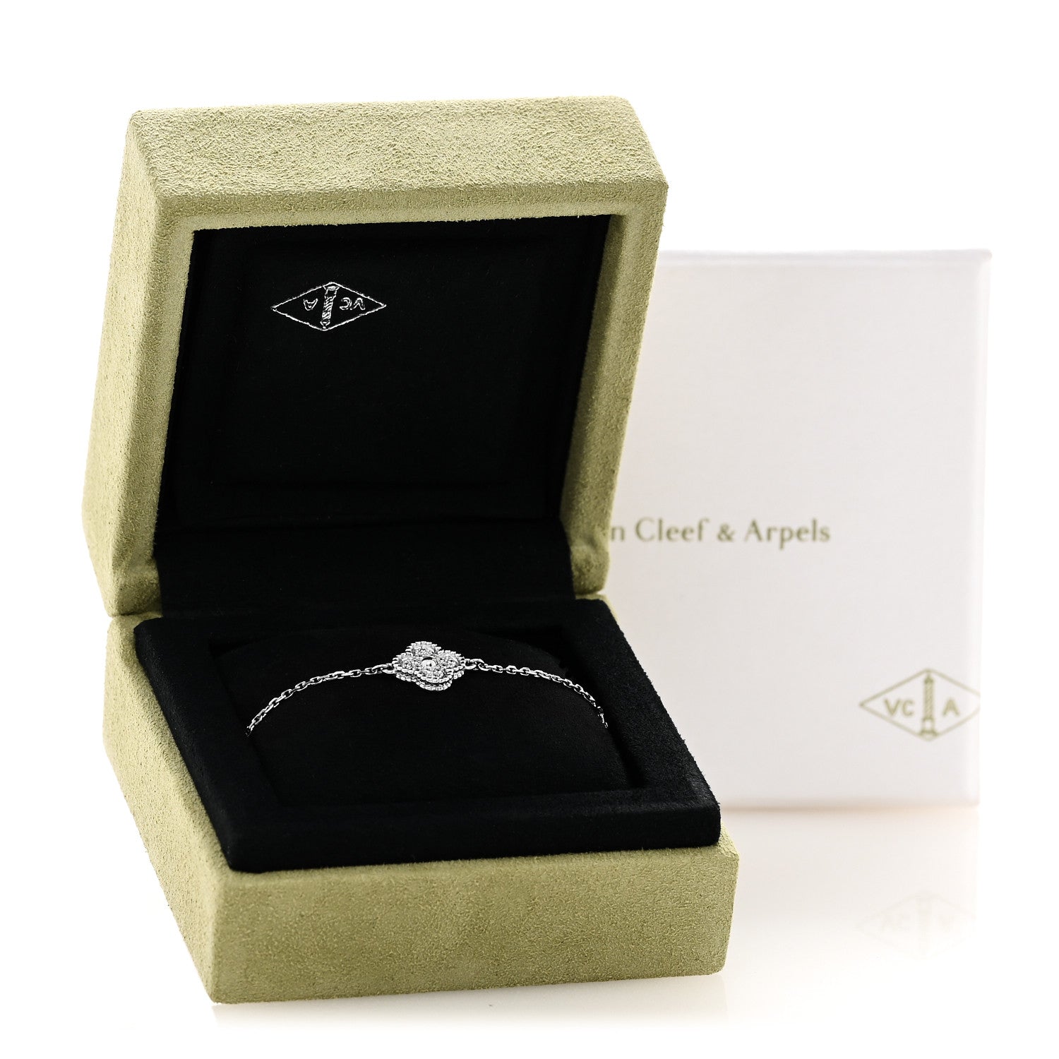Van Cleef & Arpels 18K White Gold Diamond Sweet Alhambra Bracelet 6 of 6
