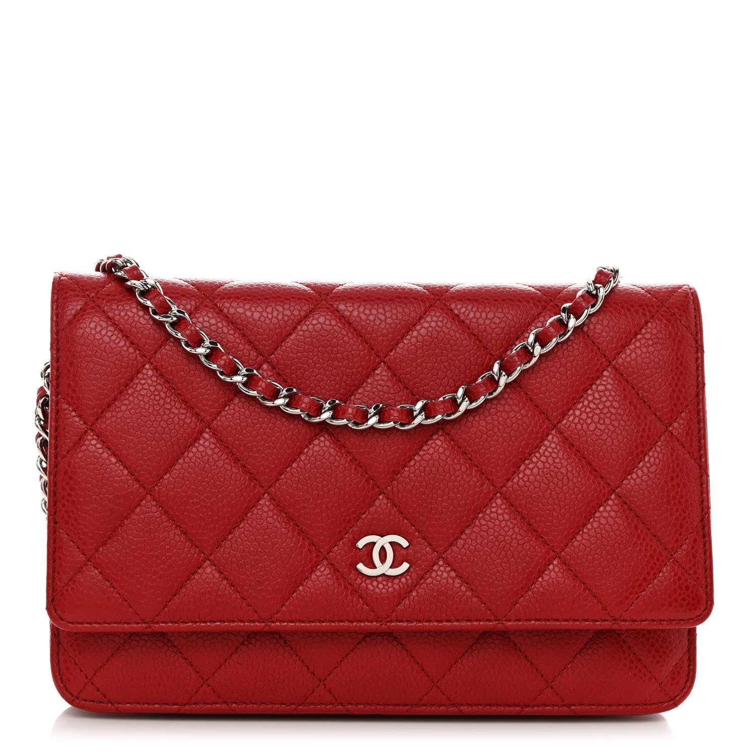 Chanel Caviar Quilted Wallet on Chain WOC Red 1 of 11