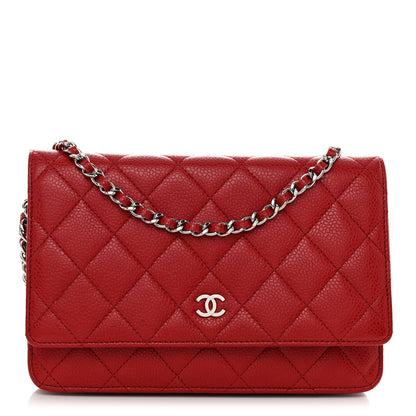 Chanel Caviar Quilted Wallet on Chain WOC Red 1 of 11