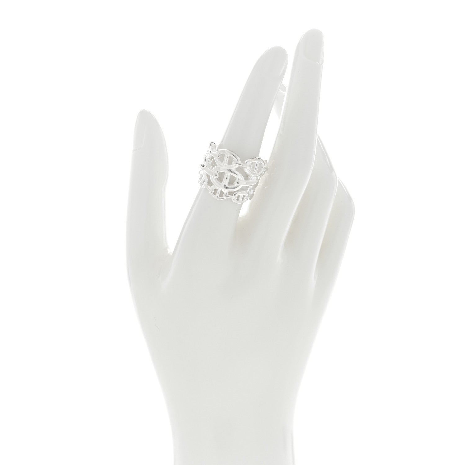 Hermes Sterling Silver GM Chaine d'Ancre Enchainee Band Ring 53 6.5 2 of 4