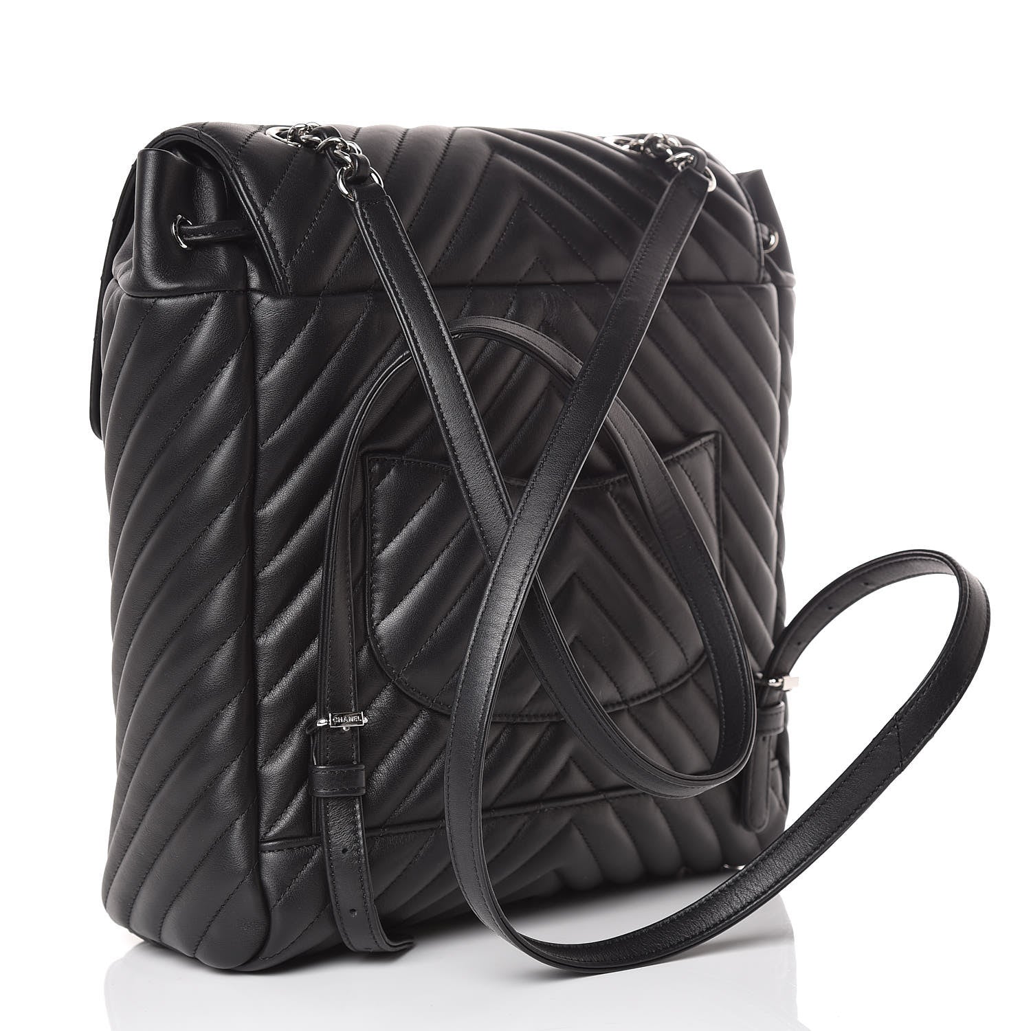 Chanel Calfskin Chevron Quilted Large Urban Spirit Backpack Black 3 of 10