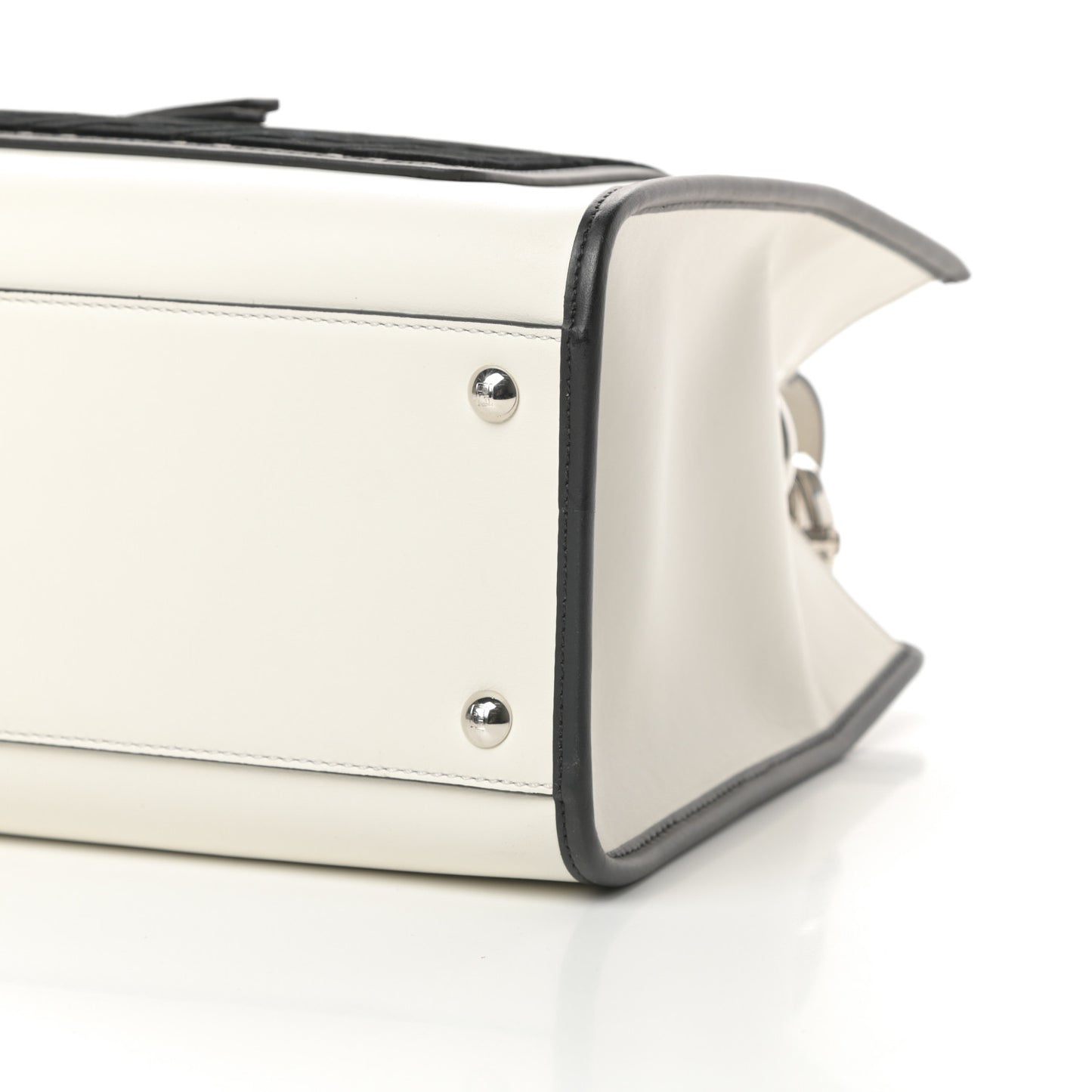 Vitello Century Velvet F is Fendi FF Embroidered Regular Runaway Satchel White Black