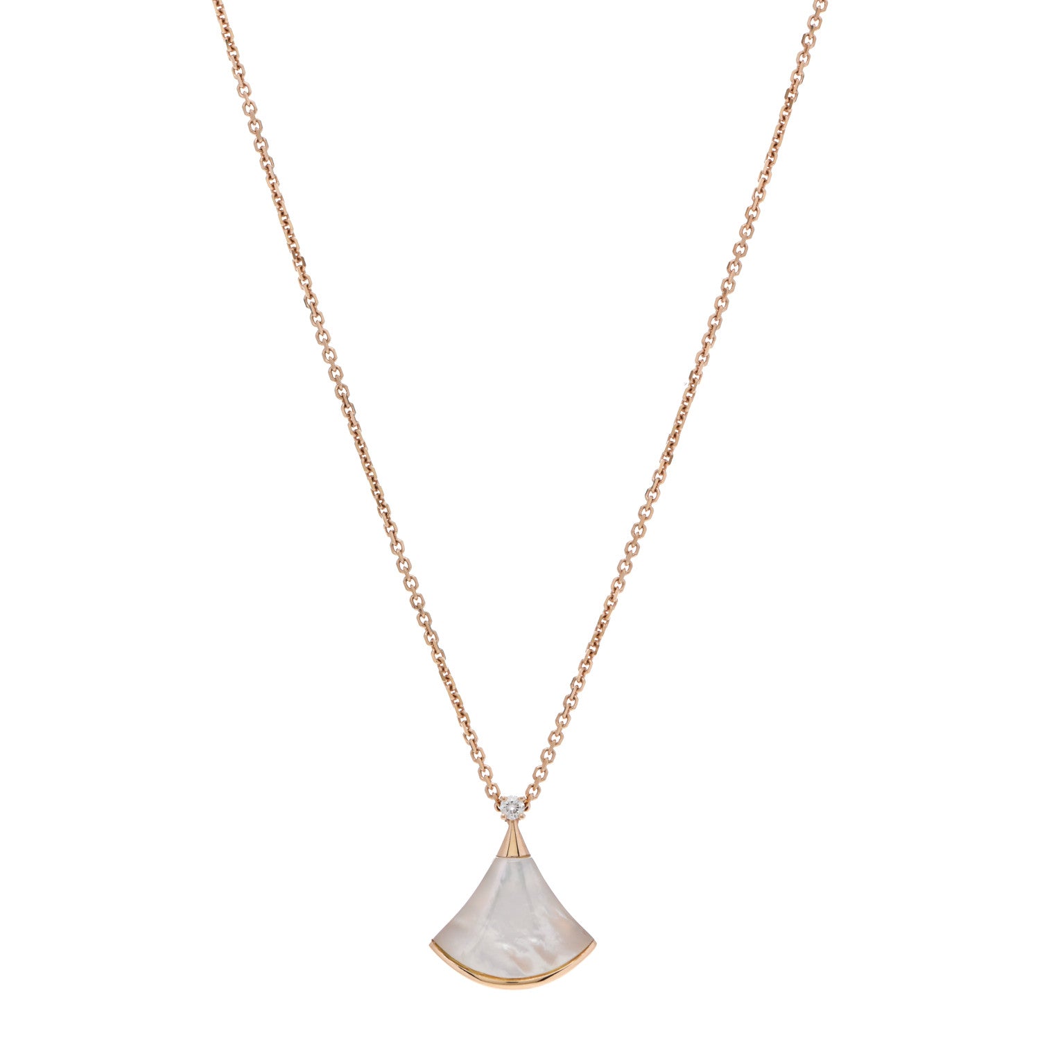 Bulgari 18K Rose Gold Diamond Mother of Pearl Small Divas' Dream Pendant Necklace 1 of 8