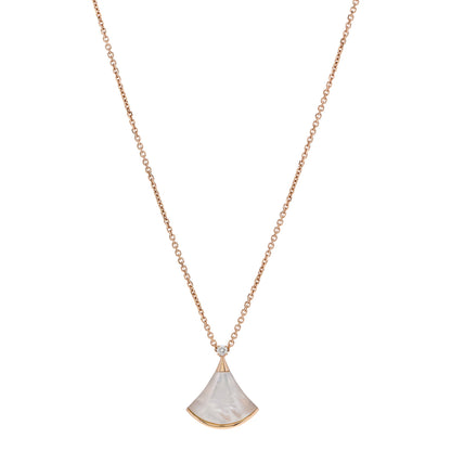 Bulgari 18K Rose Gold Diamond Mother of Pearl Small Divas' Dream Pendant Necklace 1 of 8