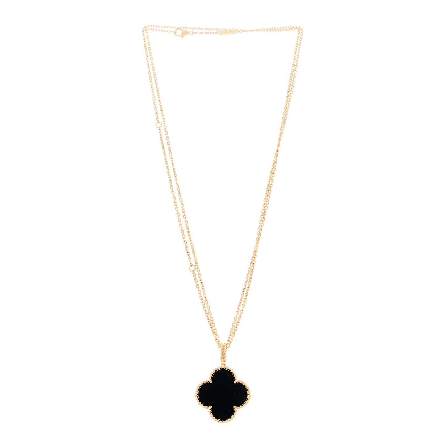 18K Yellow Gold Black Onyx Magic Alhambra Pendant Necklace
