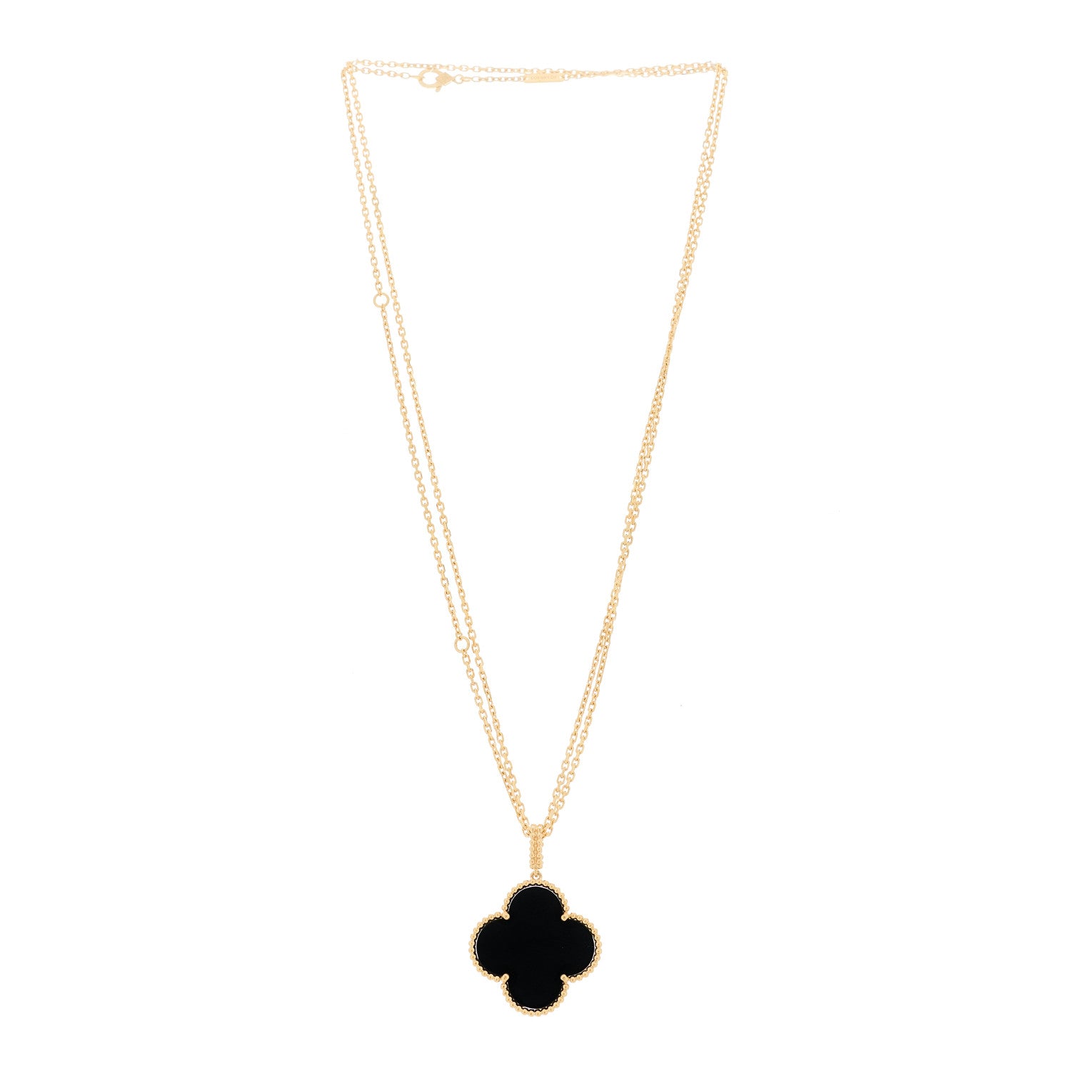 Van Cleef & Arpels 18K Yellow Gold Black Onyx Magic Alhambra Pendant Necklace 3 of 5