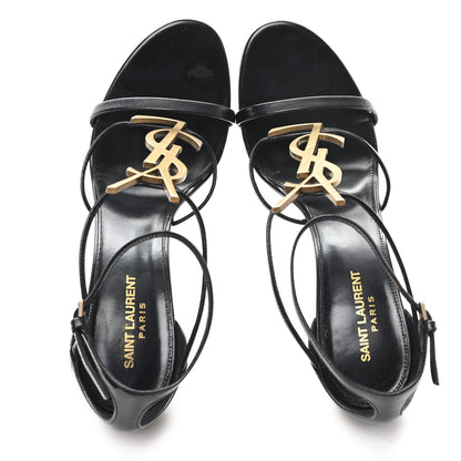 Saint Laurent Calfskin Cassandra 100 Ankle Strap Sandals 41 Black 2 of 10
