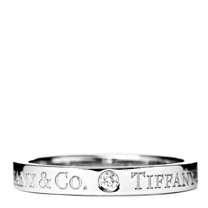 Tiffany Platinum Diamond Logo Band Ring 54 7 1 of 4