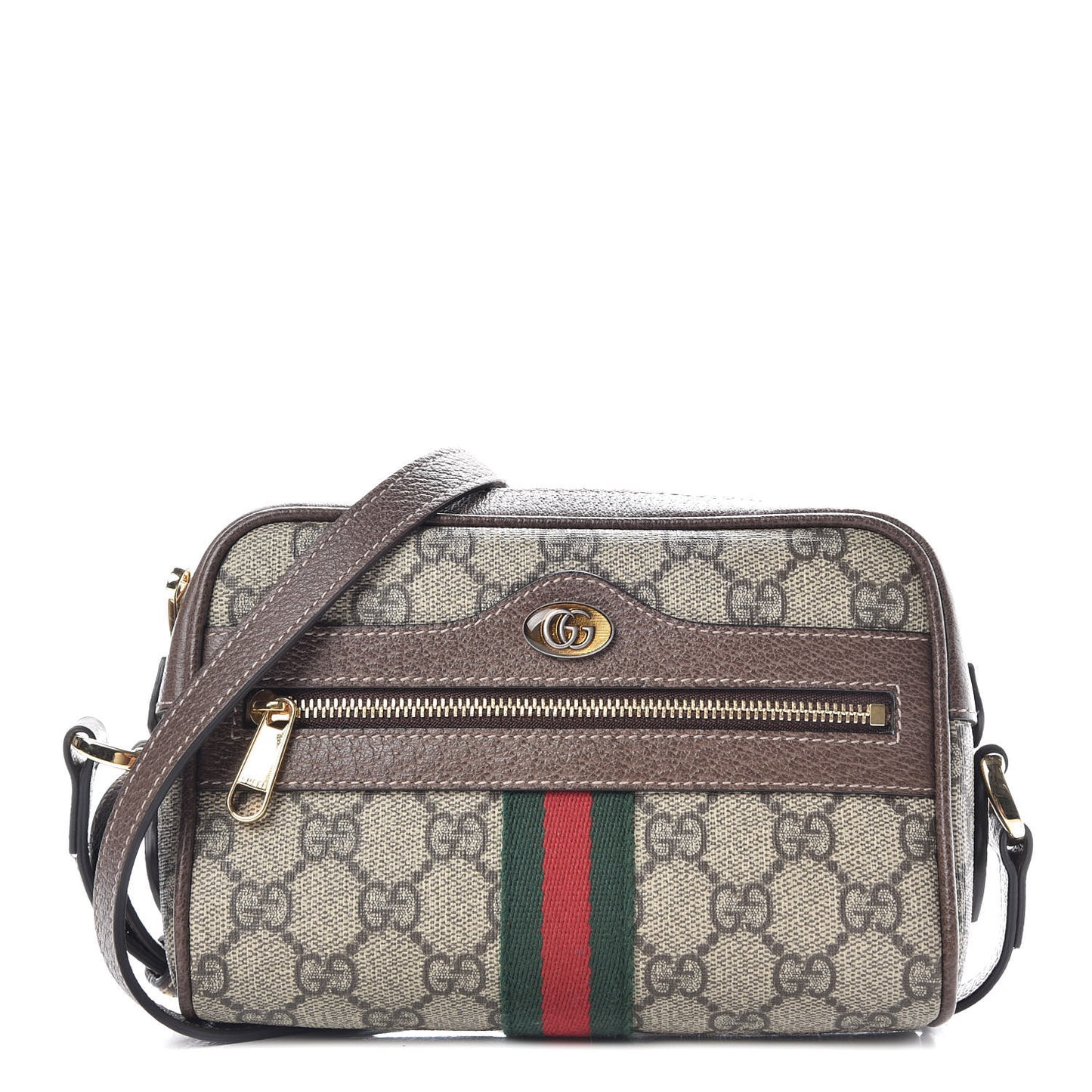 GG Supreme Monogram Web Mini Ophidia Shoulder Bag Brown